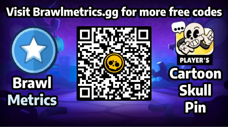 Free QR code to redeem Cartoon Skull Pin in Brawl Stars
